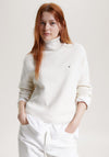 Tommy Hilfiger Womens Funnel Neck Knit Sweater, Ancient White