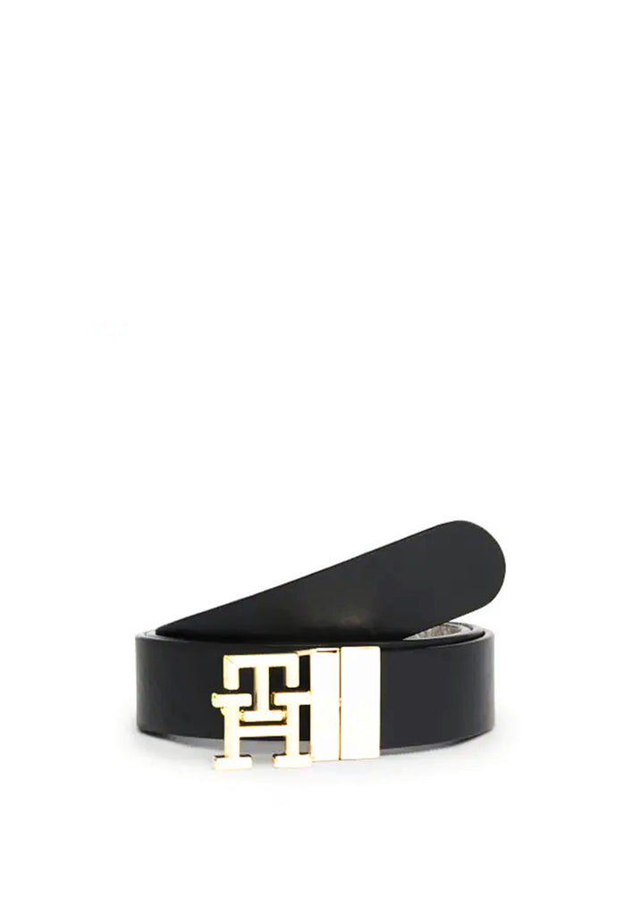 tommy hilfiger belt leather logo with center bar buckle