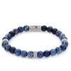 Tommy Hilfiger Men's Beaded Stone Bracelet, Blue & Silver