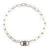 Tommy Hilfiger Womens TH Monogram Linked Necklace, Silver