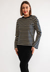 Tommy Hilfiger Gold Button Striped Top, Navy and Cream