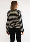 Tommy Hilfiger Gold Button Striped Top, Navy and Cream