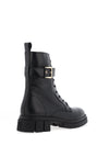 Tommy Hilfiger Buckle Detail Lace up Biker Boots, Black