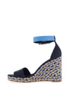 Tommy Hilfiger Womens Colourful Satin High Wedge Sandals, Blue Mix