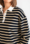 Tommy Hilfiger Striped Polo Sweatshirt, Navy and Cream