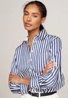 Tommy Hilfiger Womens Banker Stripe Oversized Shirt, Navy