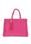 Zen Collection Faux Leather Tassel Shoulder Bag, Fuchsia