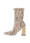 Una Healy When I Fall Love Snakeskin Heeled Boots, Beige Multi