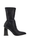 Una Healy When I Fall Love Snakeskin Heeled Boots, Black