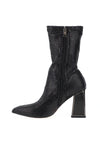 Una Healy When I Fall Love Snakeskin Heeled Boots, Black