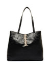 Valentino Lio Logo Embossed Shopper Bag, Black