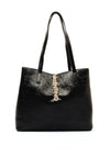 Valentino Lio Logo Embossed Shopper Bag, Black