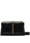 Valentino Logo Embossed Flapover Shoulder Bag, Black