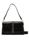 Valentino Logo Embossed Flapover Shoulder Bag, Black