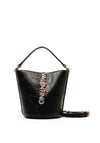 Valentino Logo Embossed Bucket Bag, Black