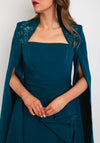 Veni Infantino Sequin Embellished Cape Sleeve Midi Dress, Teal