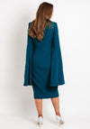 Veni Infantino Sequin Embellished Cape Sleeve Midi Dress, Teal