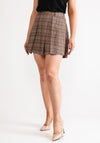 Vero Moda Mellie Checked Pleated Skater Skirt, Brown