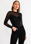 Pieces Milly Mesh Sleeve Bodysuit, Black