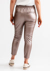 Vero Moda Eva Faux Metallic Leather Trousers, Pink