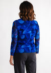 Via Veneto Cowl Neck Mesh Top, Cobalt Blue