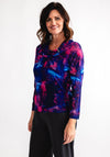 Via Veneto Cowl Neck Mesh Top, Purple Multi