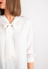 Via Veneto Roma Tie Front V Neck Blouse, Cream