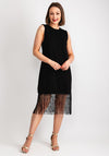 Vila Macia Fringe Trim T-Shirt Dress, Black