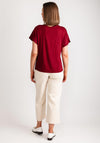 Vila Ellette V-Neck Satin Top, Cabernet