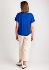 Vila Ellette V-Neck Satin Top, Mazarine Blue