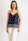 Vila Juline Satin Cami Top, Navy Blazer