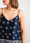 Vila Juline Satin Cami Top, Navy Blazer