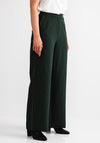 Vila Winnie Pinstripe Wide Leg Trousers, Dark Green