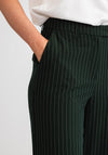 Vila Winnie Pinstripe Wide Leg Trousers, Dark Green