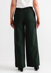 Vila Winnie Pinstripe Wide Leg Trousers, Dark Green