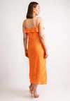 Vila Mina Frill Wrap Midi Dress, Sun Orange