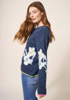 White Stuff Floral Knit Cardigan, Navy Multi