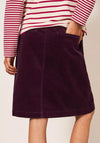 White Stuff Melody Organic Cord Knee Length Skirt, Deep Plum