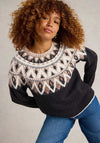 White Stuff Mono Fairisle Print Jumper, Black