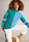 White Stuff Jana Colour Block Jumper, Teal Multi