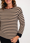 White Stuff Jana Striped Rib Jumper, Navy & Beige