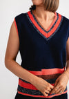 White Stuff Colour Block Knit Vest, Navy