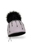 Willi Dik Handmade Embellished Pom Pom Hat, Grey