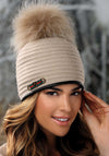 Willi Mona Handmade Ribbed Pom Pom Hat, Stone