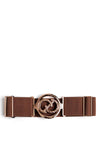 Serafina Collection Elastic Gold Detail One Size Belt, Brown