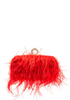 Zen Collection Feather Box Clutch Bag, Red