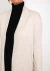 Natalia Collection One Size Diamante Waterfall Fine Knit Cardigan, Beige