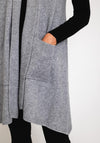 Natalia Collection One Size Longline Sleeveless Cardigan, Grey