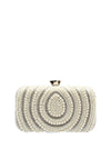 Zen Collection Pearl Diamante Embellished Clutch Bag, White