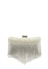 Zen Collection Diamante Fringed Clutch Bag, Silver